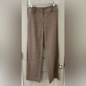 LOFT Women's Brown Plaid Wide Leg Pants